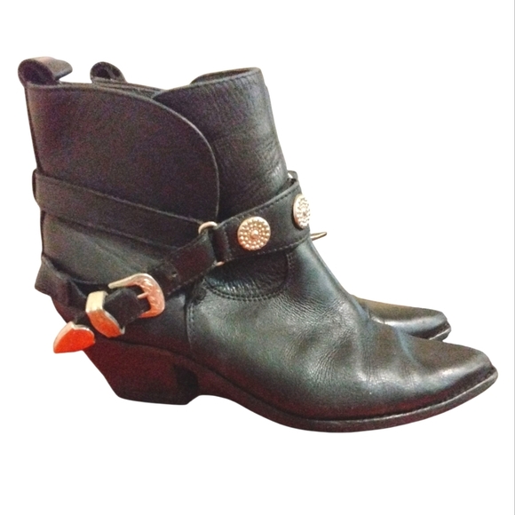 Code West Women's Black Western Boots Buckled Cowgirl Ankle Booties Sz 6 - Picture 5 of 9